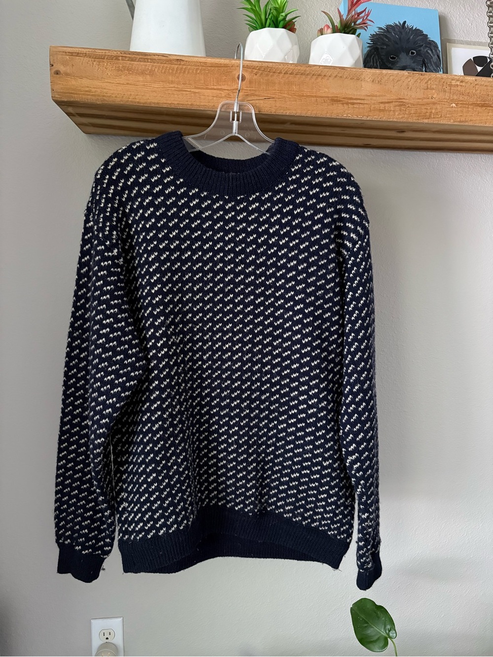 ORE Navy & White Patterned Crewneck Sweater